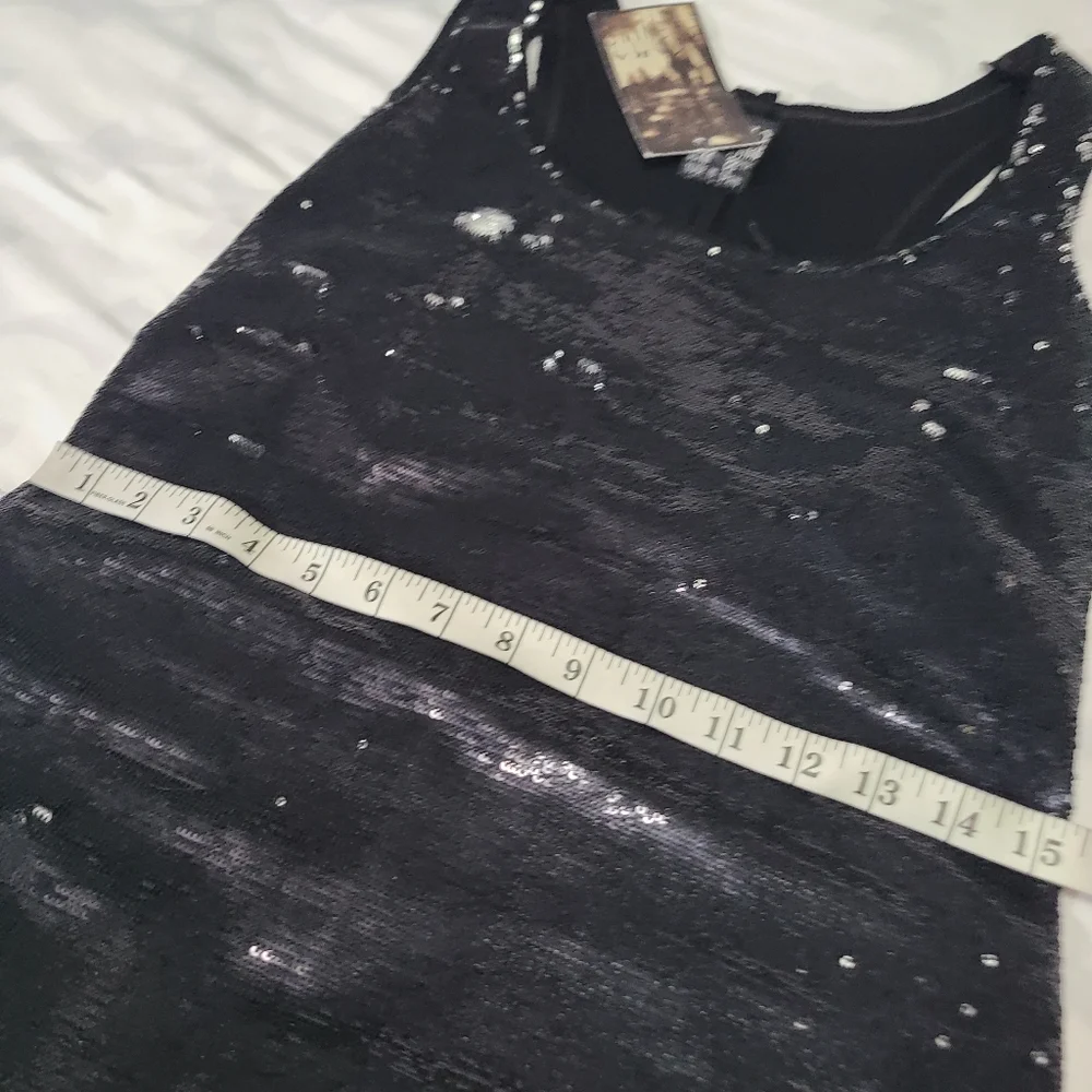 Zara Evening‎ Collection Black Sequin Tank Racerback Sheath Slip Mini Dress Med
